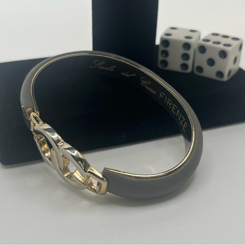 Scuola del Cuoio Firenze Italian Leather Bracelet Gray - Picture 5 of 11